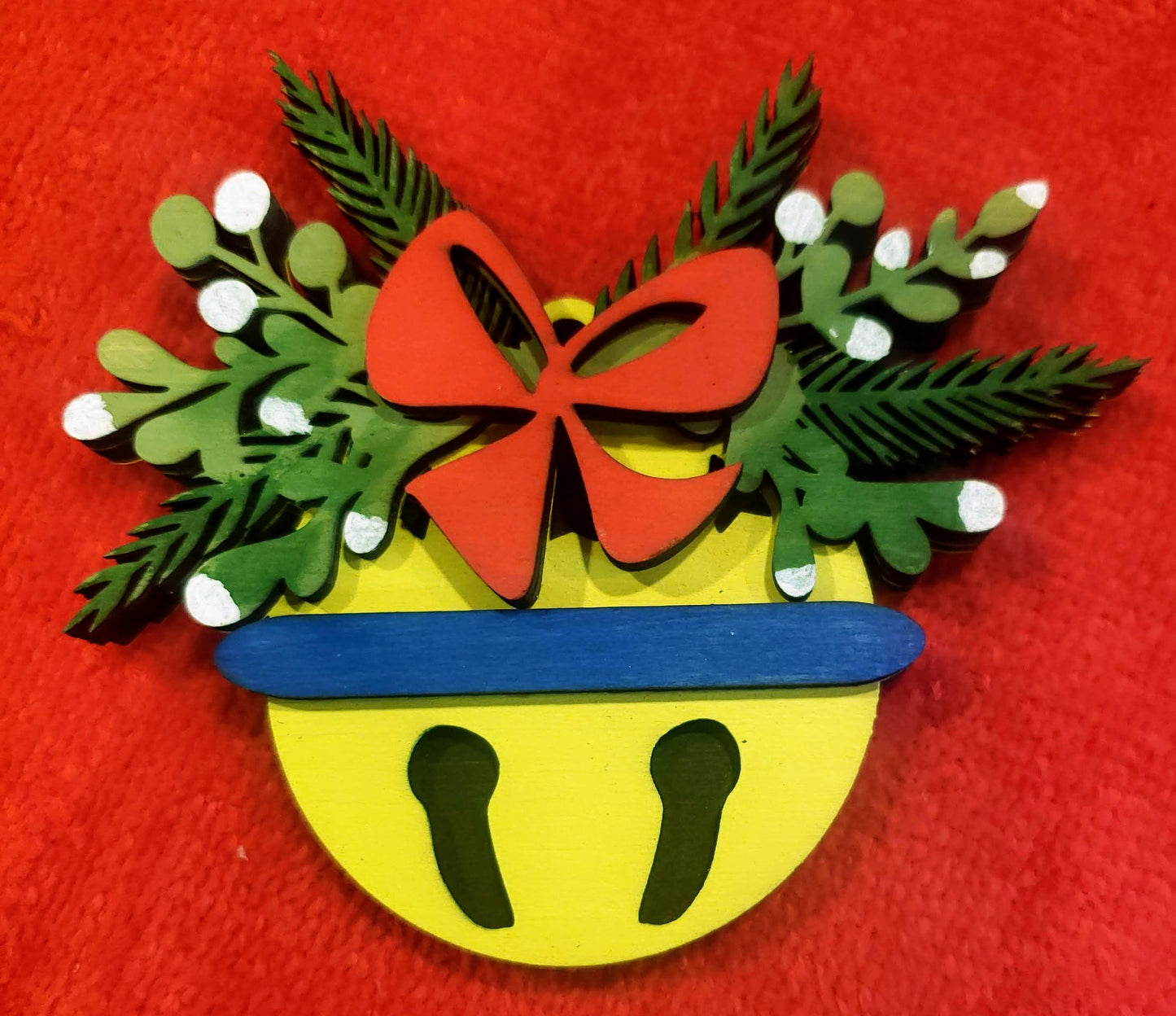 Personalized Ornament Jingle Bell Ornament Colorful Christmas Ornament Jingle Bell Mistletoe Christmas Ornament Custom Made Wood Ornament