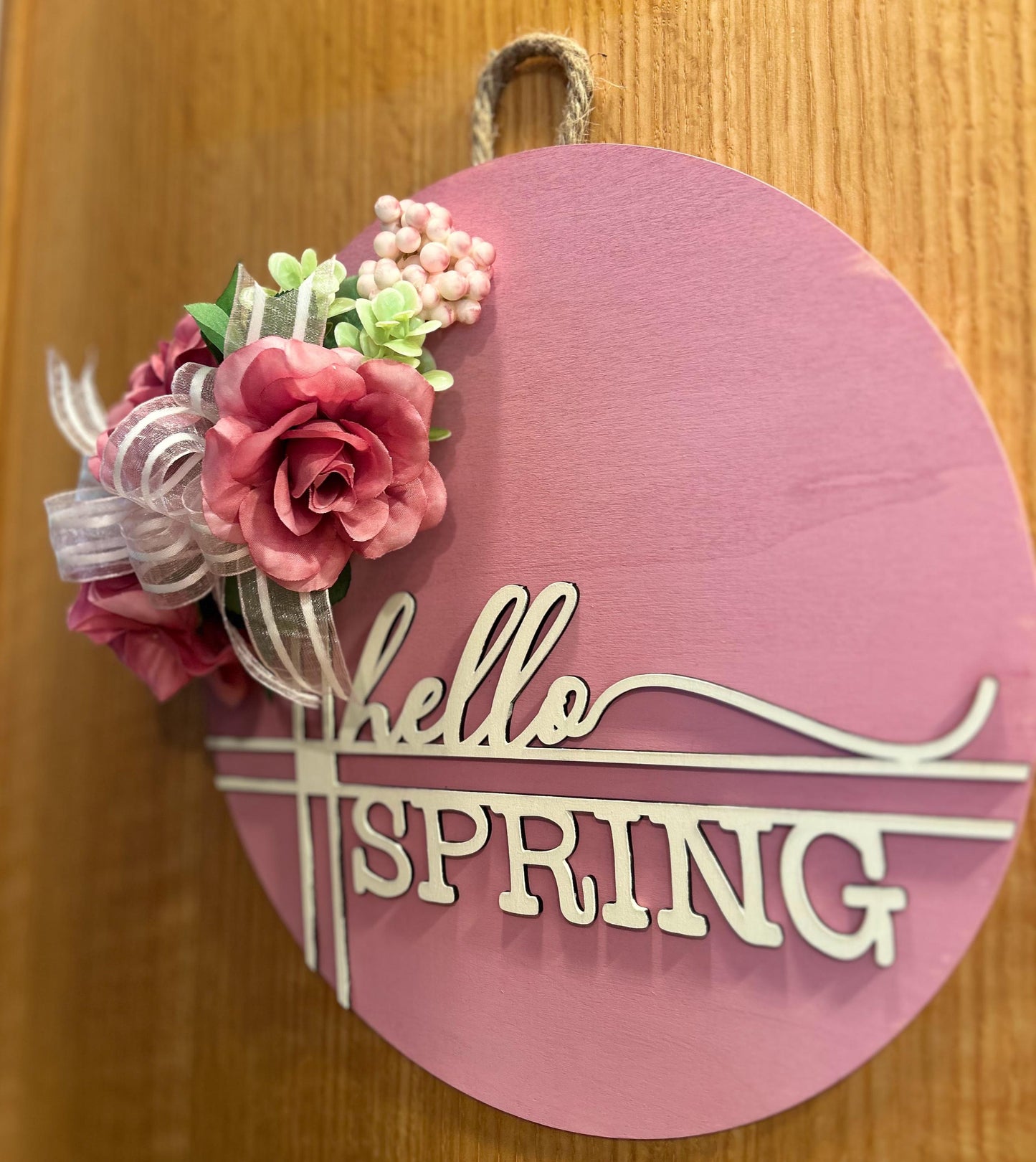 Pink Floral Welcome Sign, Spring Door Hanger in Dusty Rose, Floral Porch Sign, Floral Spring Welcome Sign, Layered Wooden Welcome Sign, Spring Patio Decor