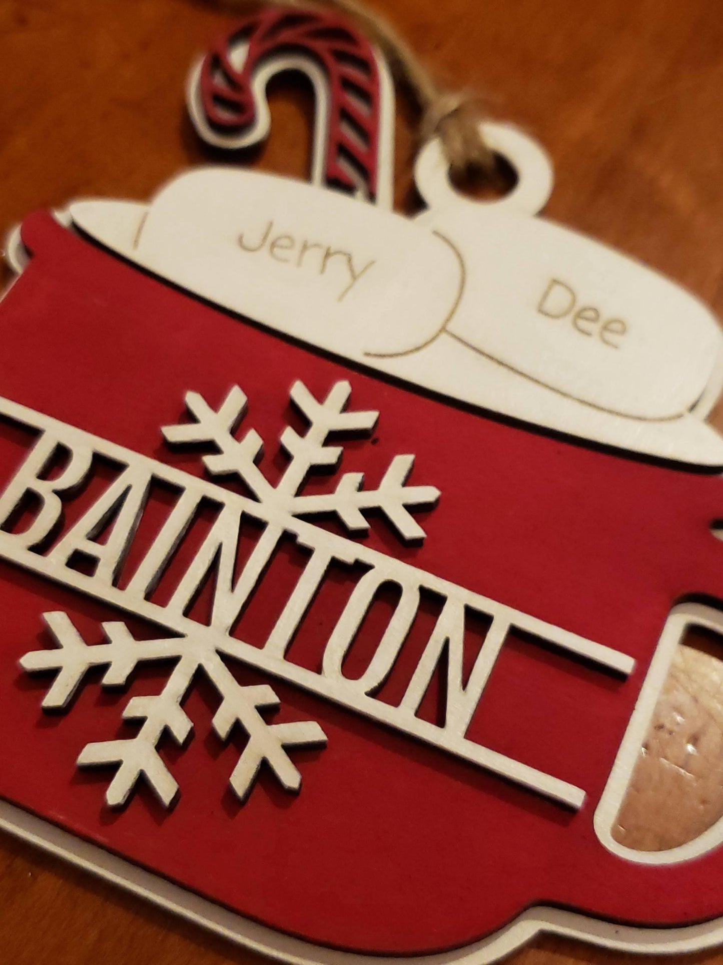Personalized Christmas Ornament Hot Cocoa Mug Personalized Marshmallows Cozy Holiday Vibes Ornament Layered Wood Ornament Laser Engraved