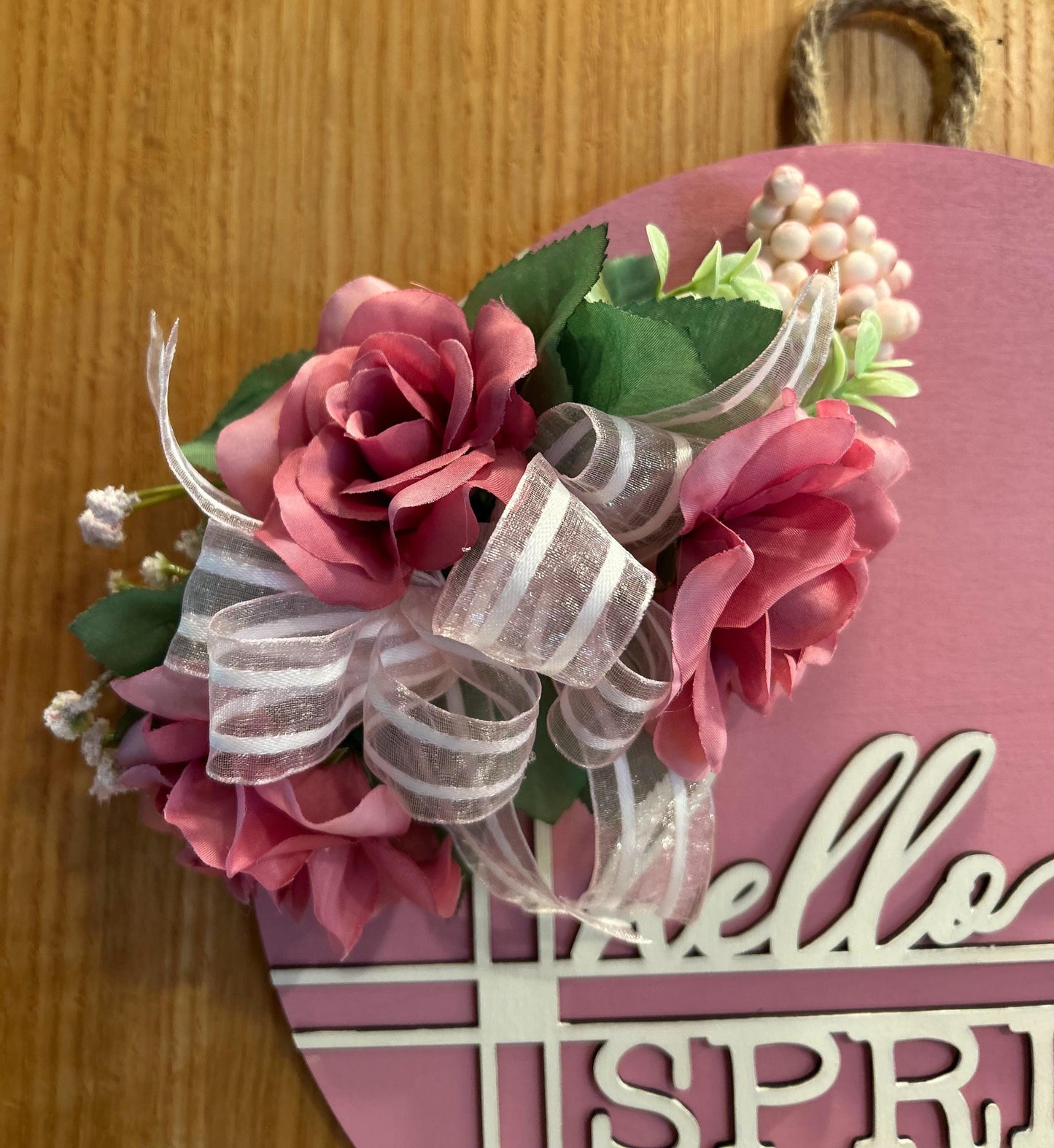 Pink Floral Welcome Sign, Spring Door Hanger in Dusty Rose, Floral Porch Sign, Floral Spring Welcome Sign, Layered Wooden Welcome Sign, Spring Patio Decor