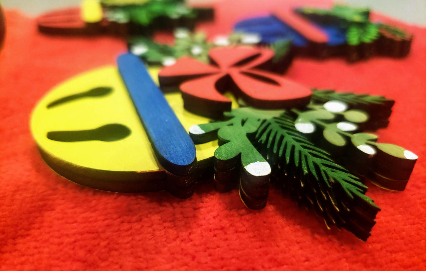 Personalized Ornament Jingle Bell Ornament Colorful Christmas Ornament Jingle Bell Mistletoe Christmas Ornament Custom Made Wood Ornament