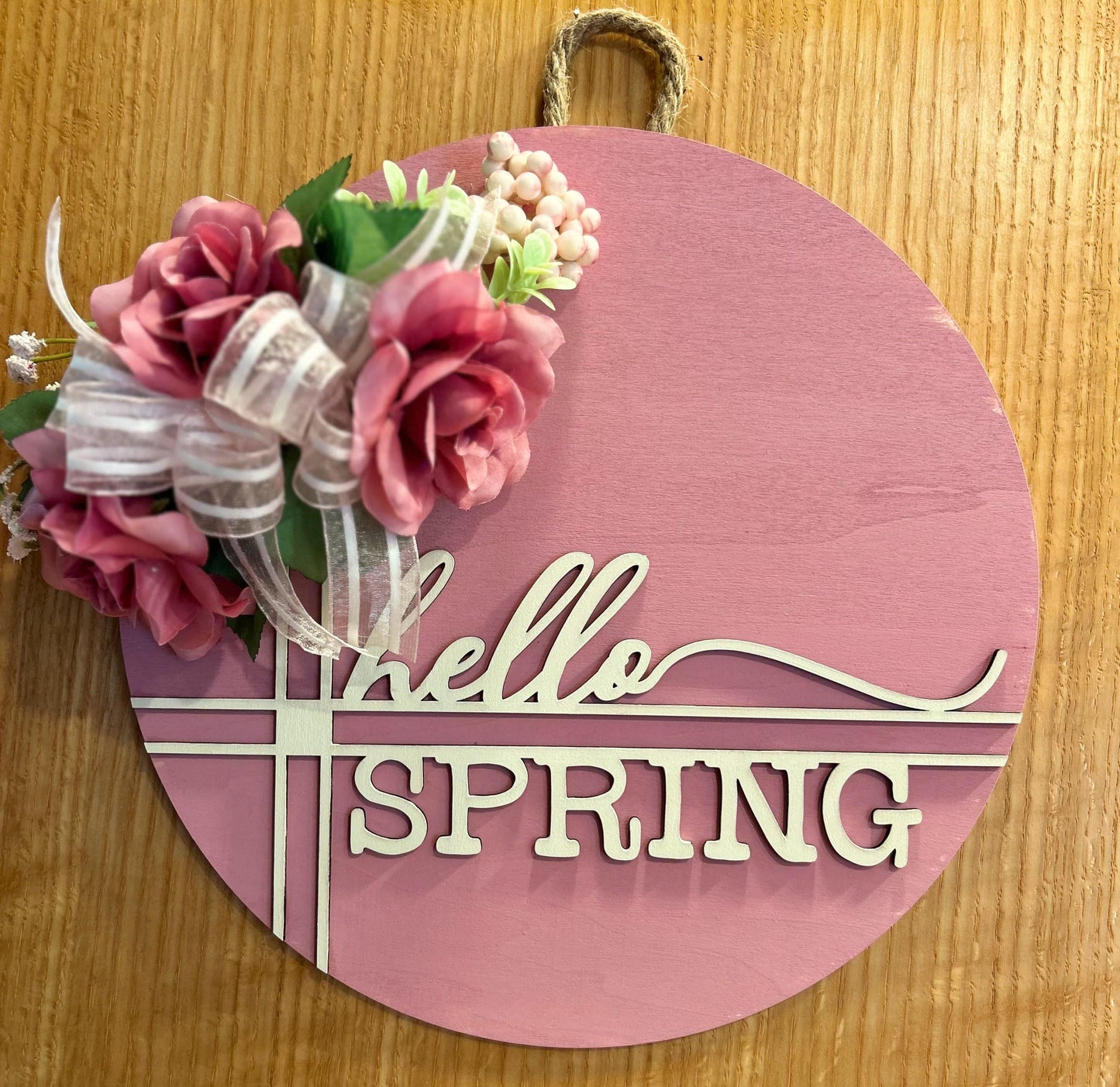 Cherries & Blue Gingham Welcome Sign Cherries Blue Plaid Door Hanger Cherry Wall Decor Layered Welcome Sign Welcome Round