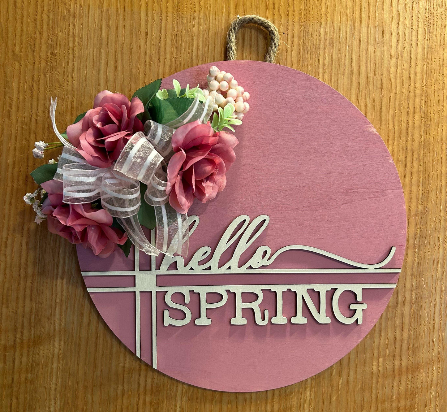 Pink Floral Welcome Sign, Spring Door Hanger in Dusty Rose, Floral Porch Sign, Floral Spring Welcome Sign, Layered Wooden Welcome Sign, Spring Patio Decor
