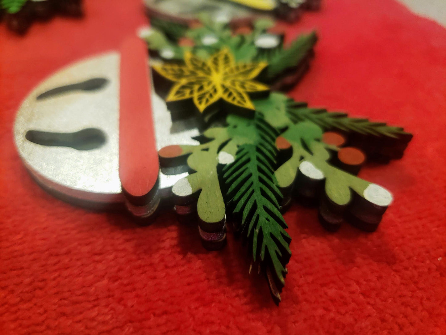 Jingle Bell Ornament Rustic Christmas Ornament Personalized Ornament Silver Bell Mistletoe Christmas Ornament Custom Made Wood Ornament