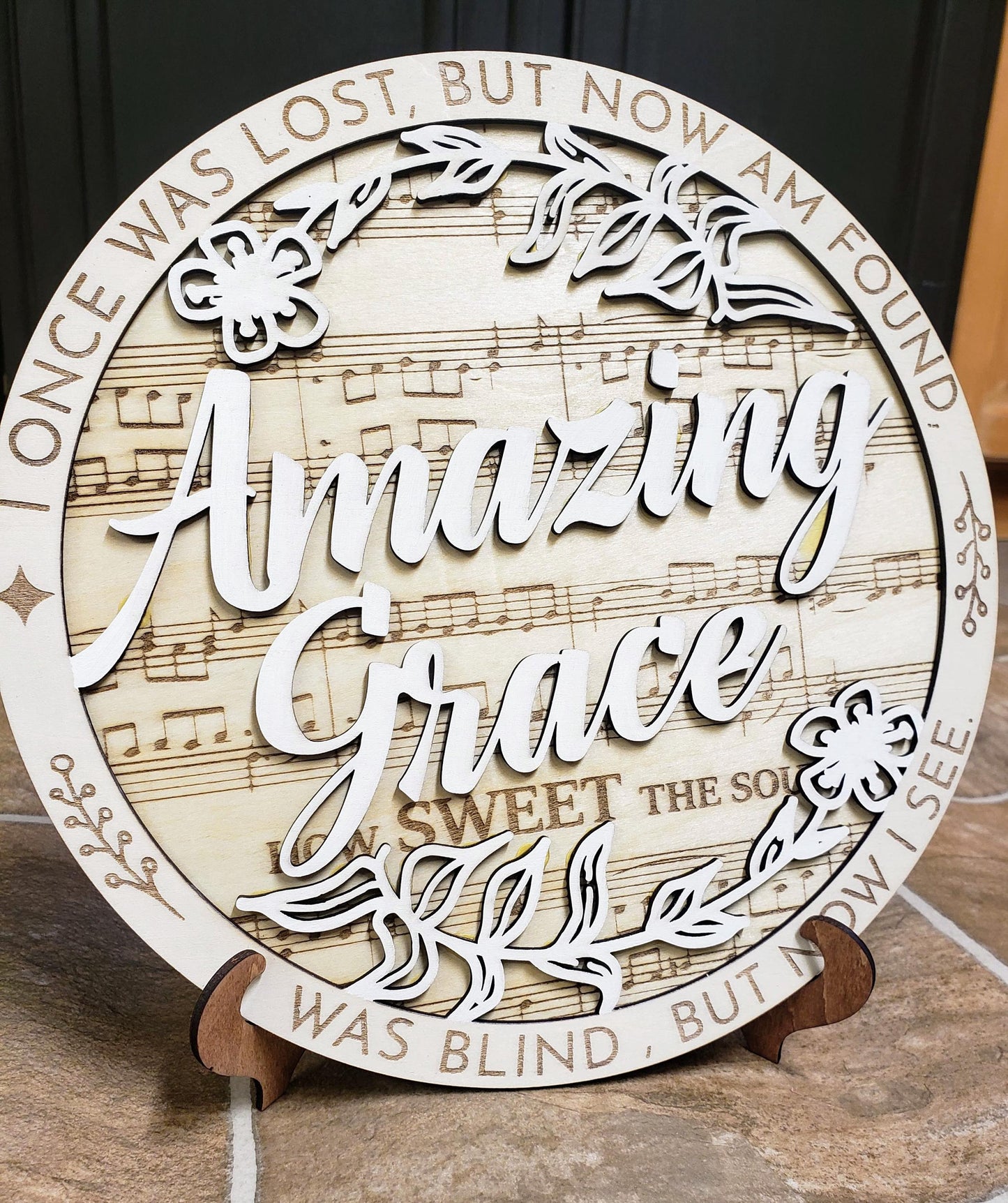 Amazing Grace Sign Religious Home Decor Christian Decor I Was Lost But Now Am Found God's Grace Rustic Layered Wood Sign Amazing Grace Hymn