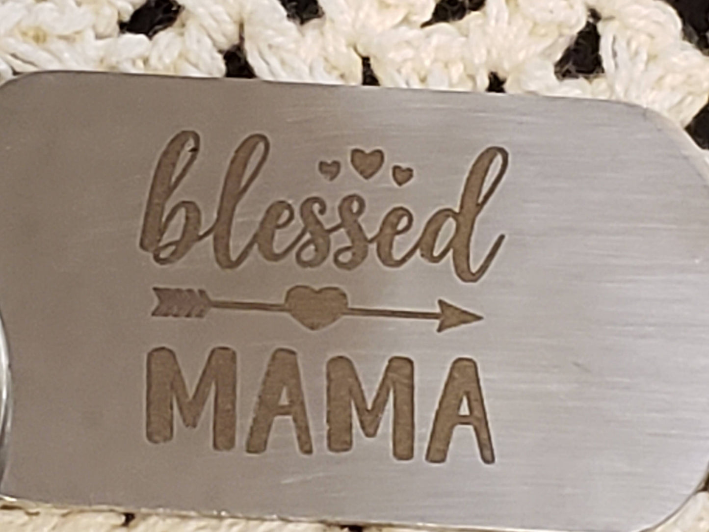 Mother's Day Keychain with Cross|Blessed Mama Keychain|Stainless Keychain with Cross|Laser Engraved, Dog Tag Style Keychain|Gift for Mom