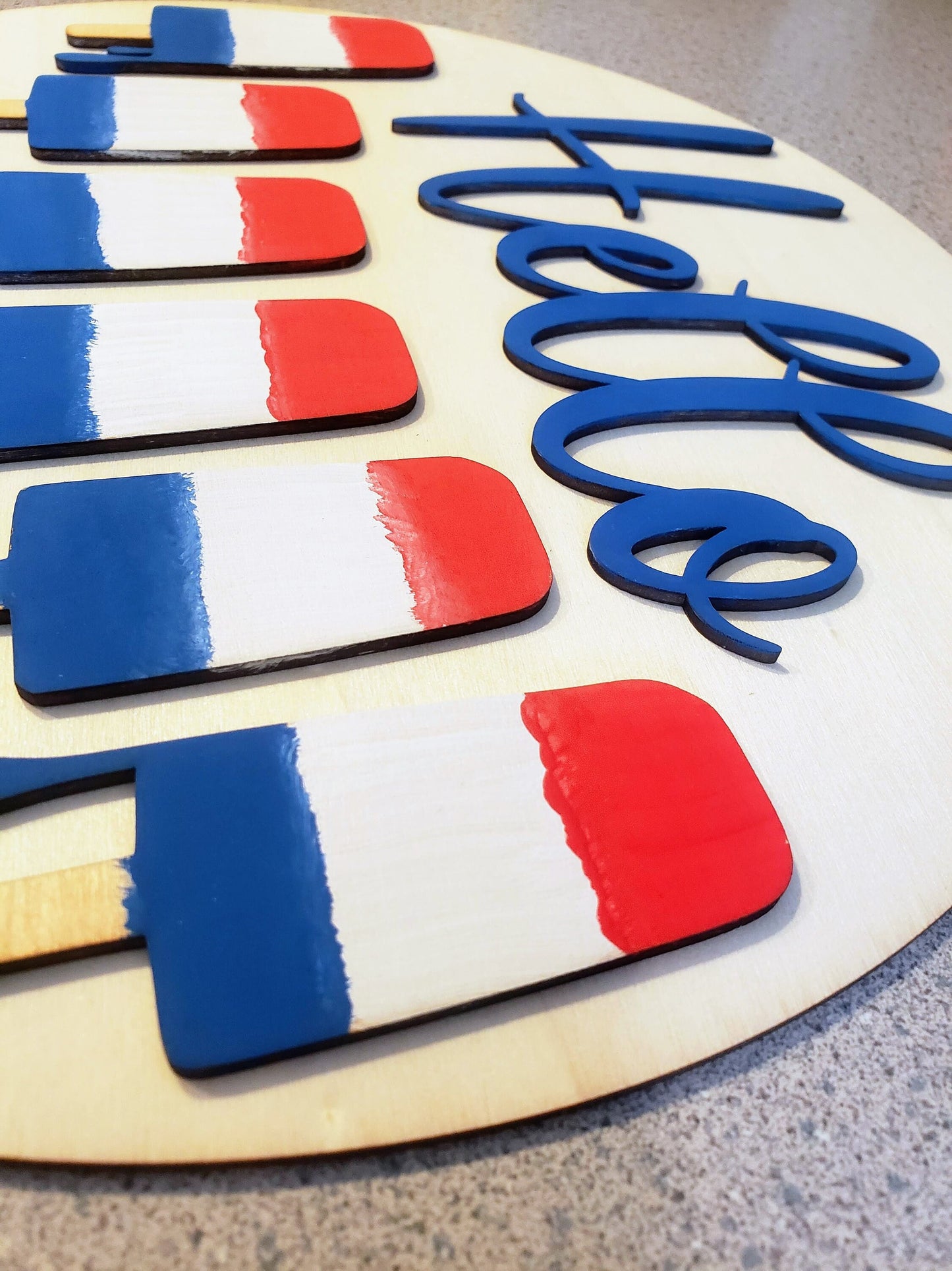 Welcome Sign Hello Summer Popsicle Sign Patriotic Summer Decor Red White Blue Door Hanger Patriotic Porch Decor Patriotic Hello Summer Sign