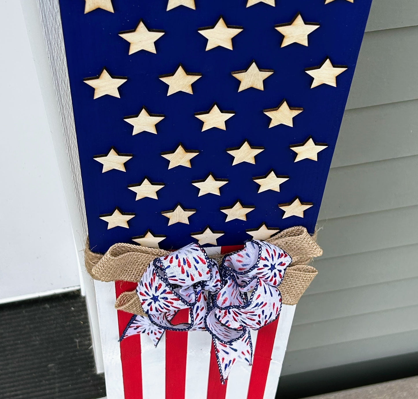 American Flag Porch Leaner Wooden Hand-Painted Rustic Patriotic Porch Sign Memorial Day 4th of July Year Round Americana Decor Veteran Gift