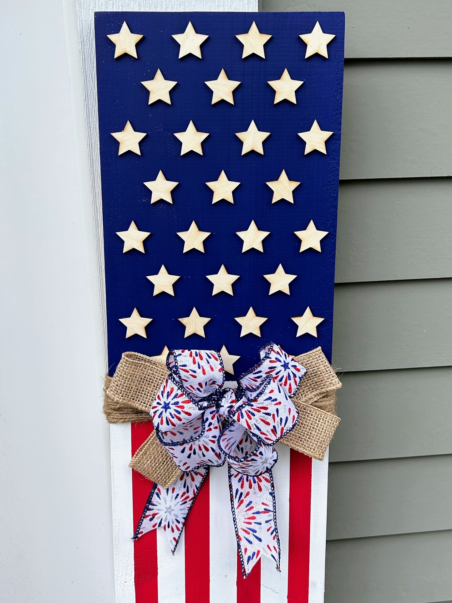 American Flag Porch Leaner Wooden Hand-Painted Rustic Patriotic Porch Sign Memorial Day 4th of July Year Round Americana Decor Veteran Gift