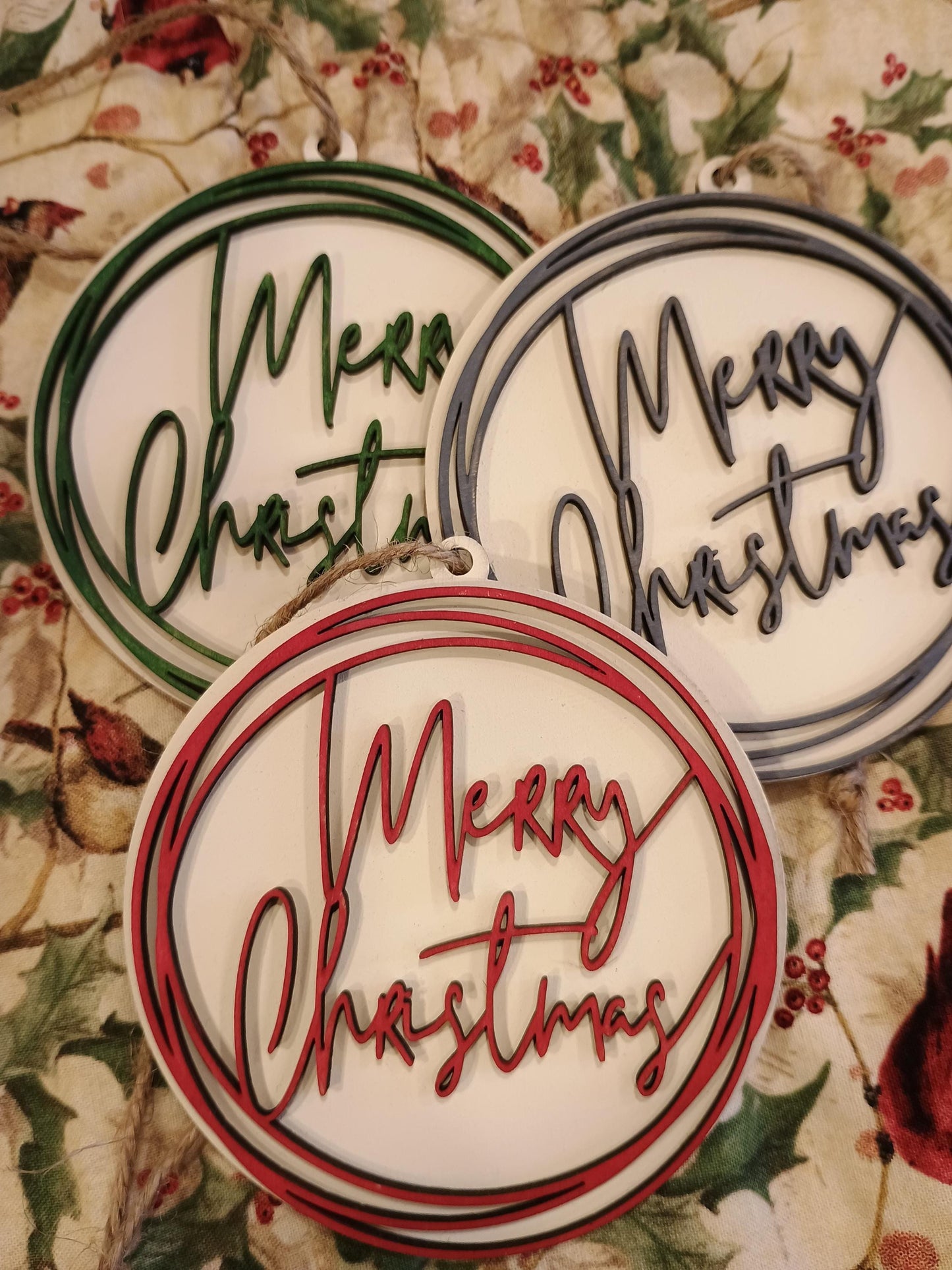 Merry Christmas Ornament Round Wooden Christmas Ornament Minimalist Ornament Rustic Christmas Ornament