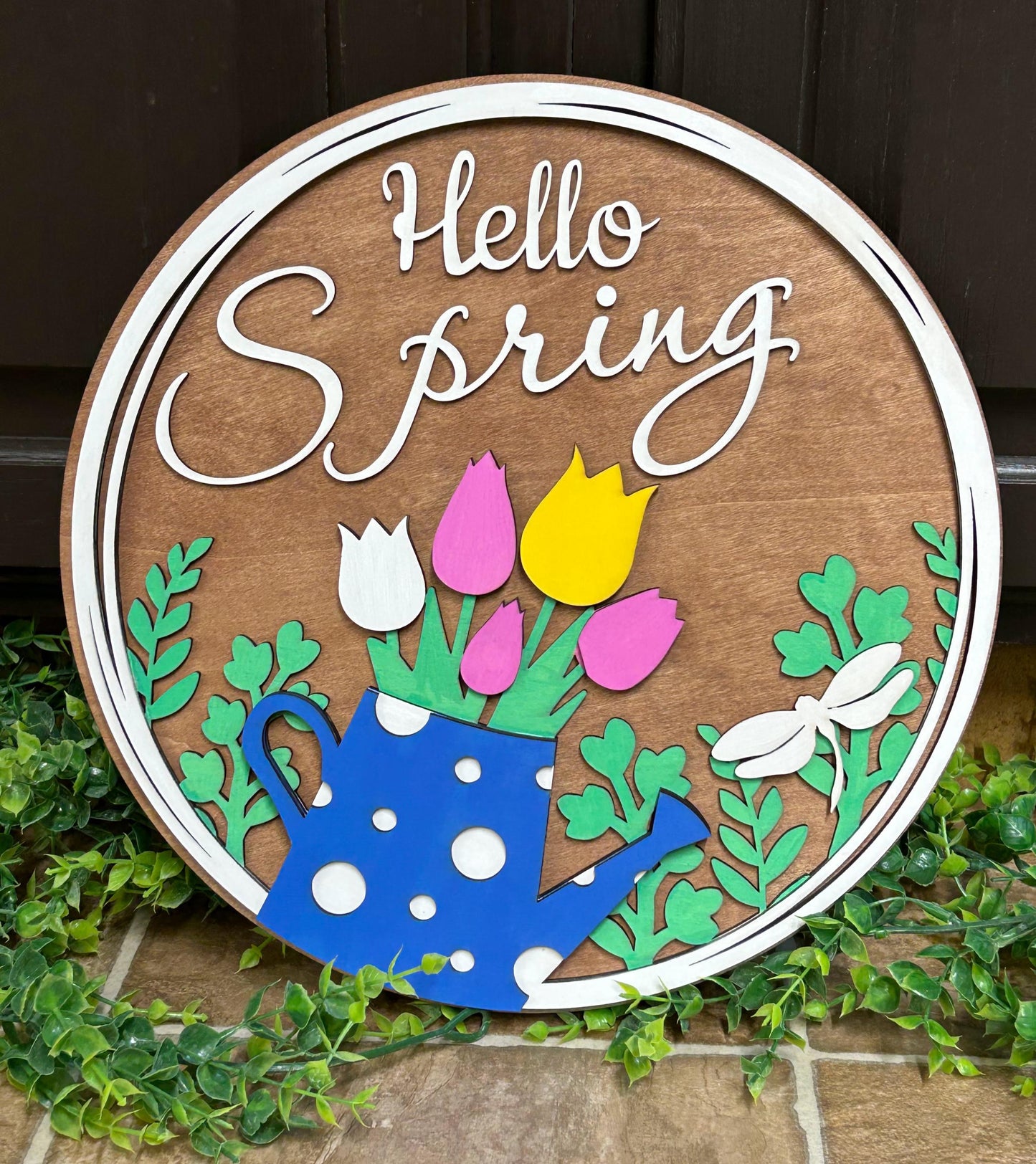 Pink Floral Welcome Sign, Spring Door Hanger in Dusty Rose, Floral Porch Sign, Floral Spring Welcome Sign, Layered Wooden Welcome Sign, Spring Patio Decor