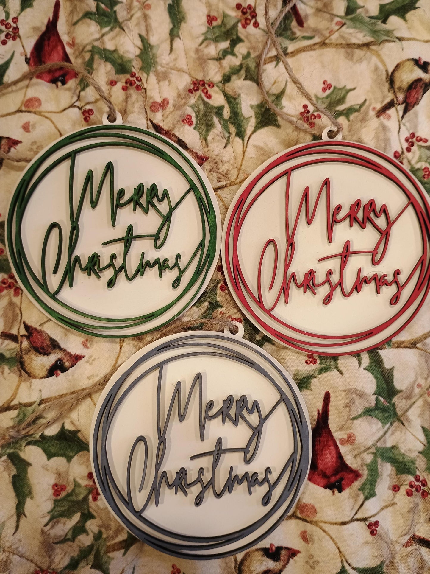 Merry Christmas Ornament Round Wooden Christmas Ornament Minimalist Ornament Rustic Christmas Ornament