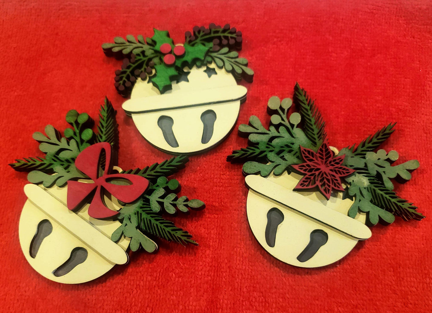 Jingle Bell Ornament Rustic Christmas Ornament Personalized Ornament Silver Bell Mistletoe Christmas Ornament Custom Made Wood Ornament