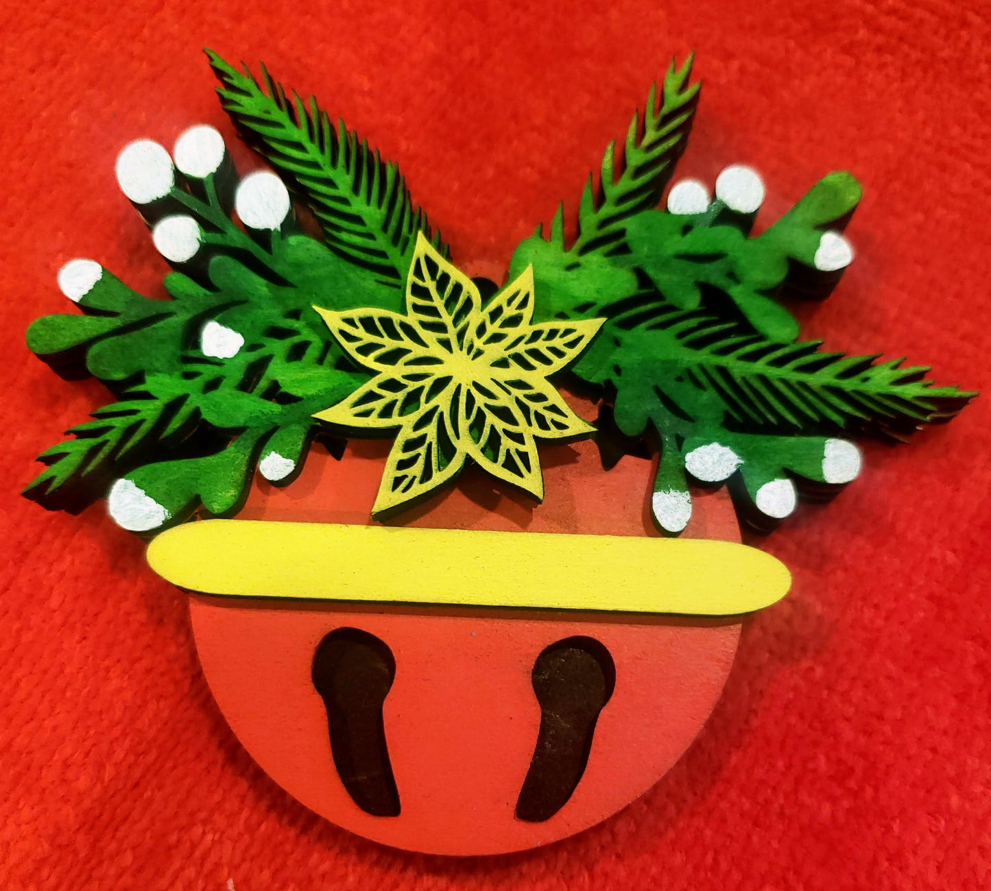 Personalized Ornament Jingle Bell Ornament Colorful Christmas Ornament Jingle Bell Mistletoe Christmas Ornament Custom Made Wood Ornament