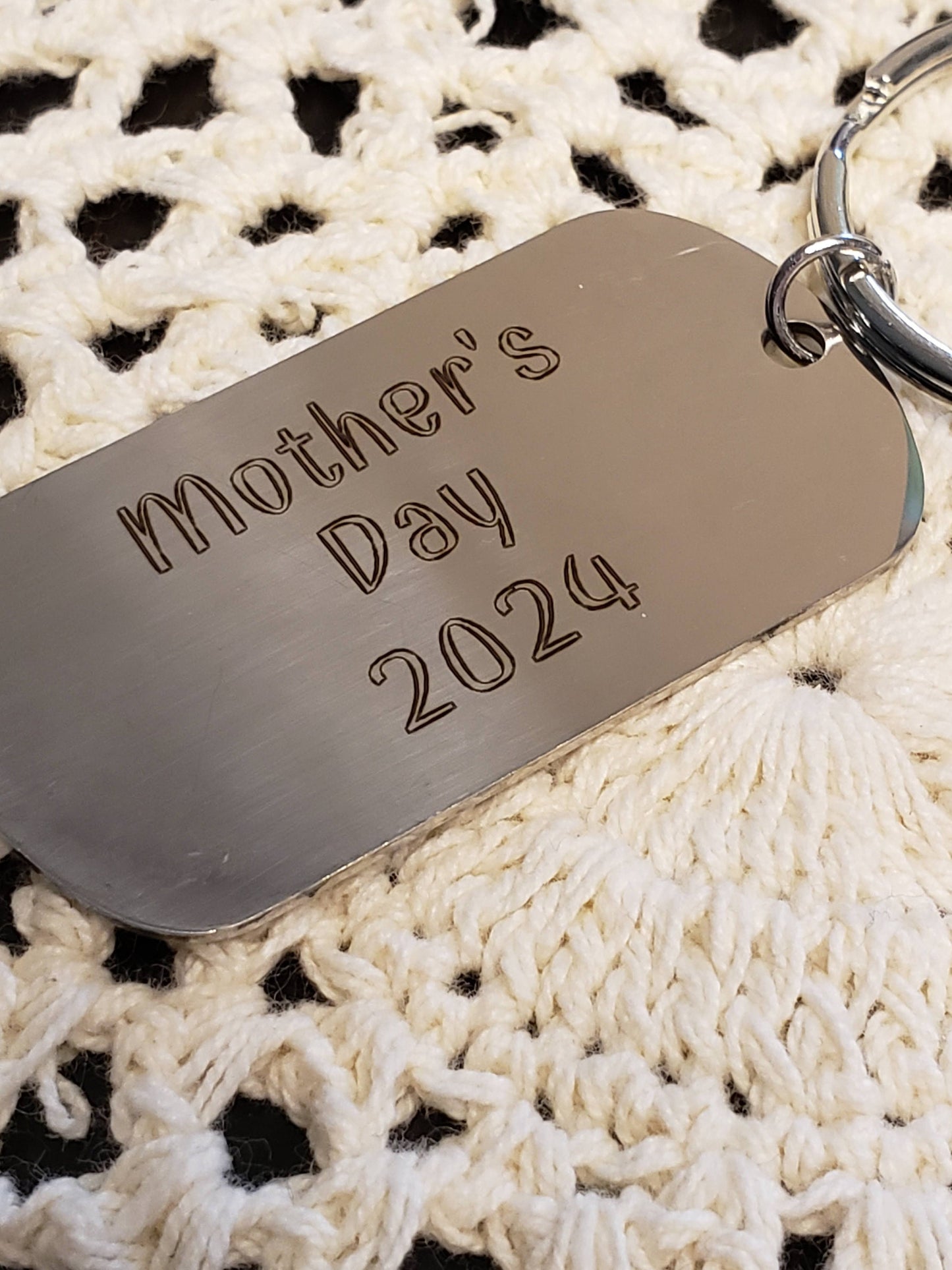 Mother's Day Keychain with Cross|Blessed Mama Keychain|Stainless Keychain with Cross|Laser Engraved, Dog Tag Style Keychain|Gift for Mom