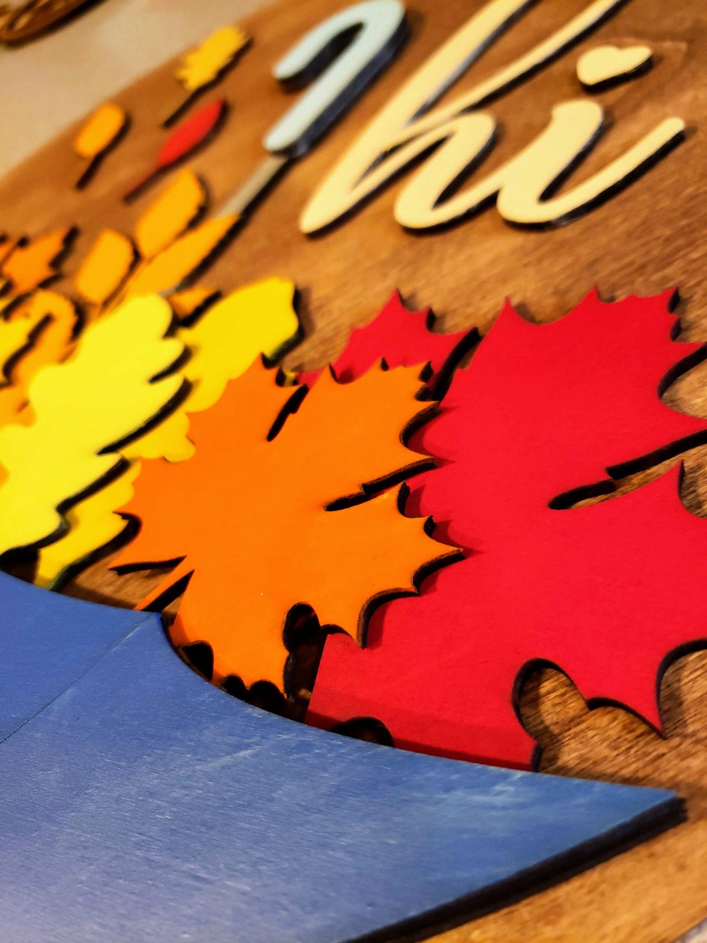 Fall Door Hanger, Fall Welcome Sign, Hello Fall, Autumn Leaves Door Hanger, Layered Wooden Porch Sign, Fall Decor, Layered Wooden Fall Sign