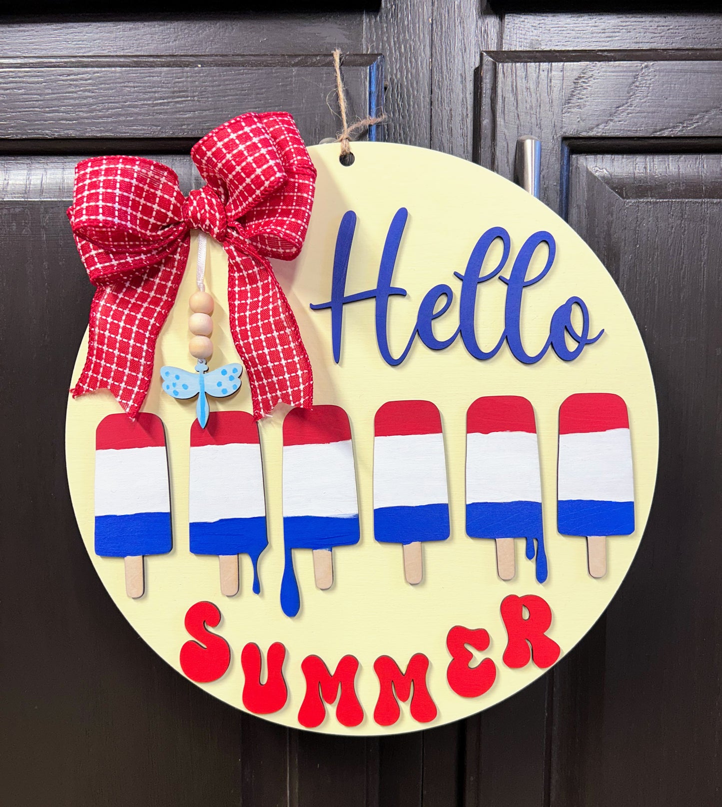 Popsicle Summer Welcome Sign Patriotic Summer Decor Red White Blue Door Hanger Patriotic Porch Decor Patriotic Popsicles Sign Hello Summer