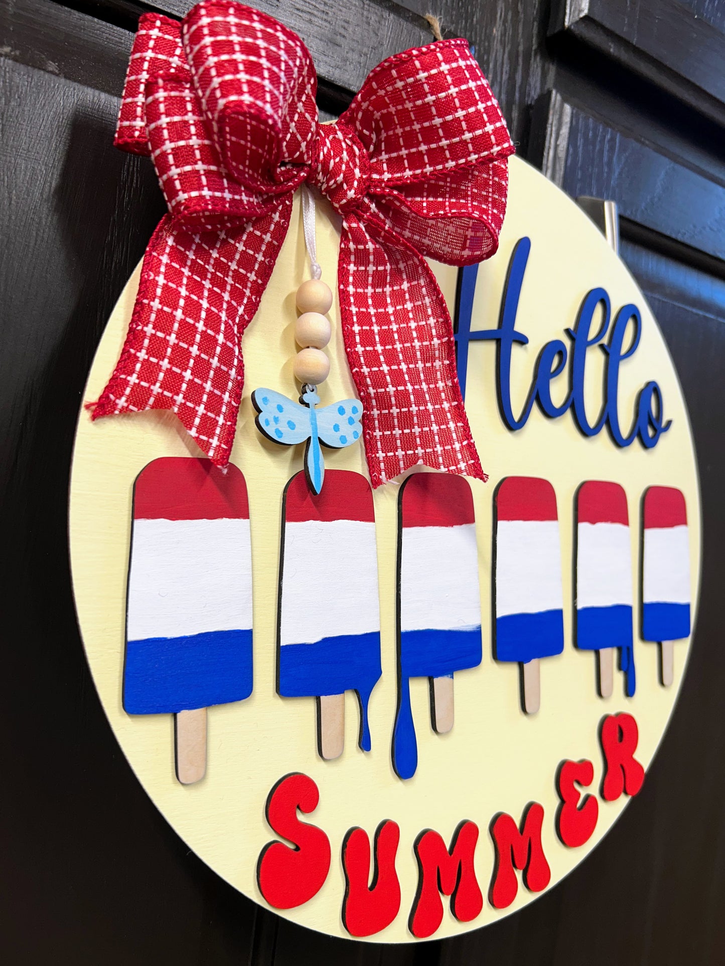 Popsicle Summer Welcome Sign Patriotic Summer Decor Red White Blue Door Hanger Patriotic Porch Decor Patriotic Popsicles Sign Hello Summer