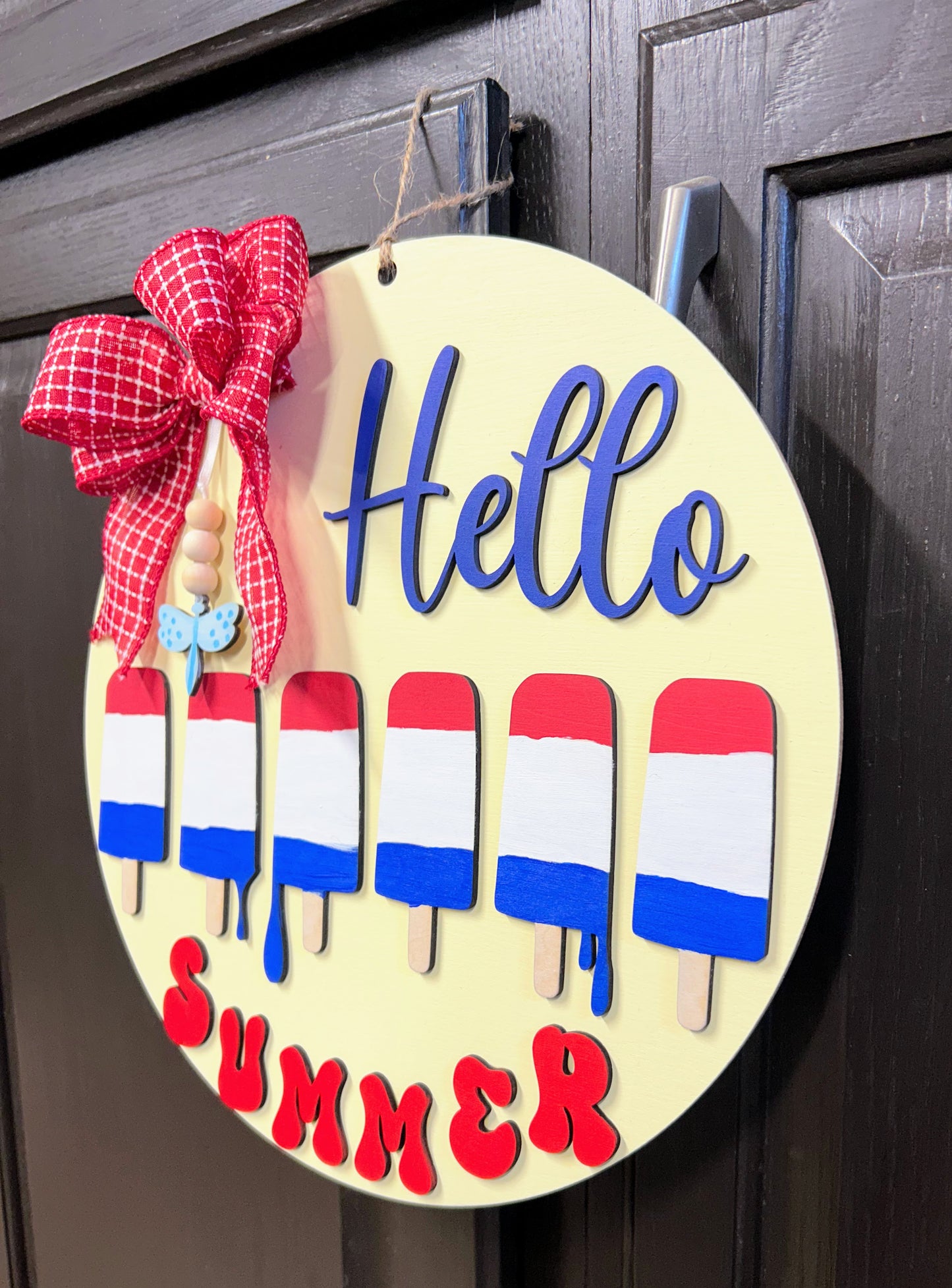 Popsicle Summer Welcome Sign Patriotic Summer Decor Red White Blue Door Hanger Patriotic Porch Decor Patriotic Popsicles Sign Hello Summer