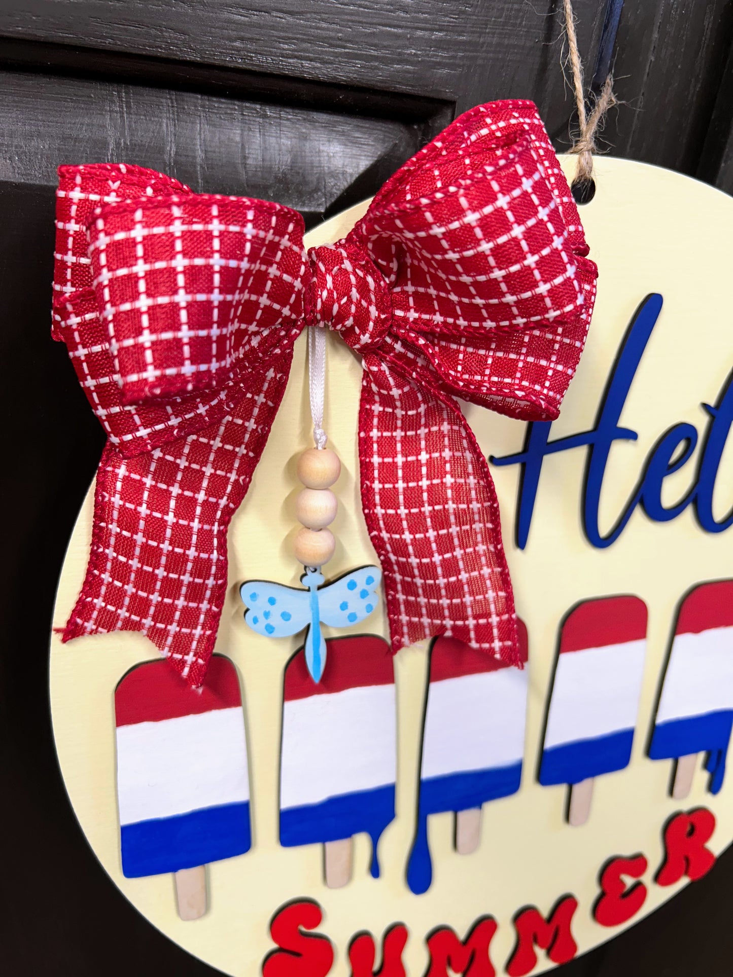 Popsicle Summer Welcome Sign Patriotic Summer Decor Red White Blue Door Hanger Patriotic Porch Decor Patriotic Popsicles Sign Hello Summer