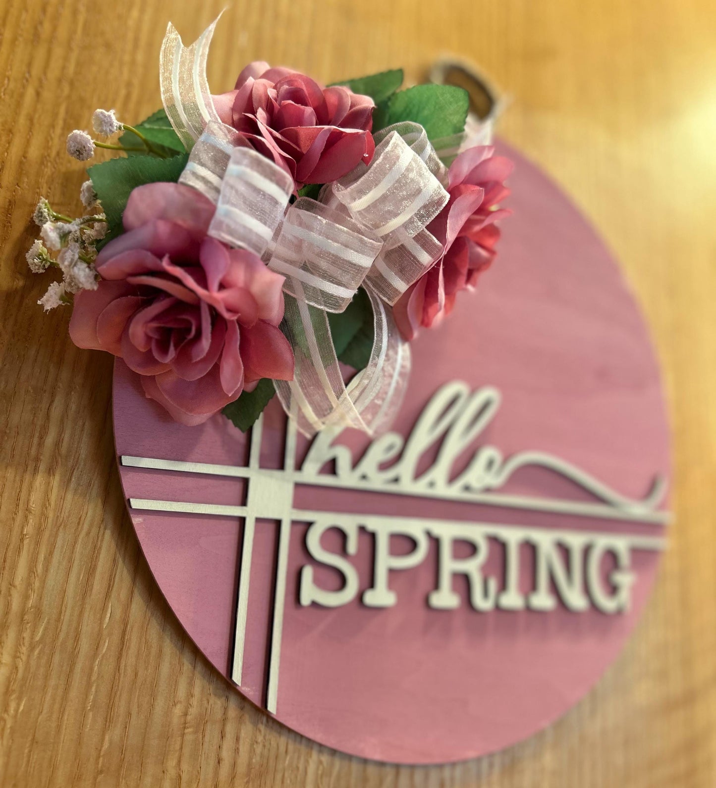 Pink Floral Welcome Sign, Spring Door Hanger in Dusty Rose, Floral Porch Sign, Floral Spring Welcome Sign, Layered Wooden Welcome Sign, Spring Patio Decor
