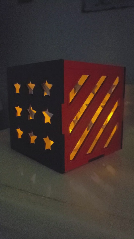 Patriotic Luminary Box - Stars and Stripes Luminary - Patriotic Wooden Lantern - Flameless Wooden Lantern - Tea Light Lantern - 4th of July